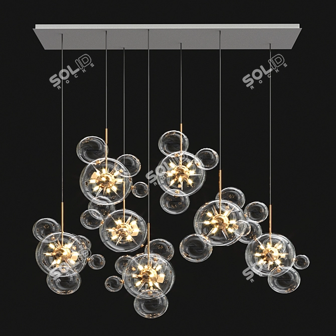 Golden Spike Glass Chandelier 3D model image 2