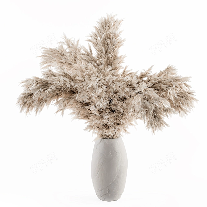 Stone Rock Vase with Dried Plants 3D model image 1