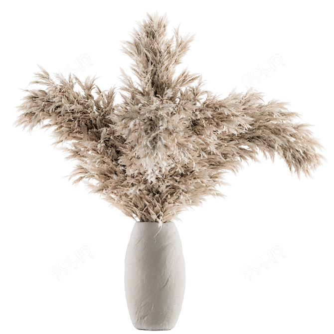 Stone Rock Vase with Dried Plants 3D model image 2