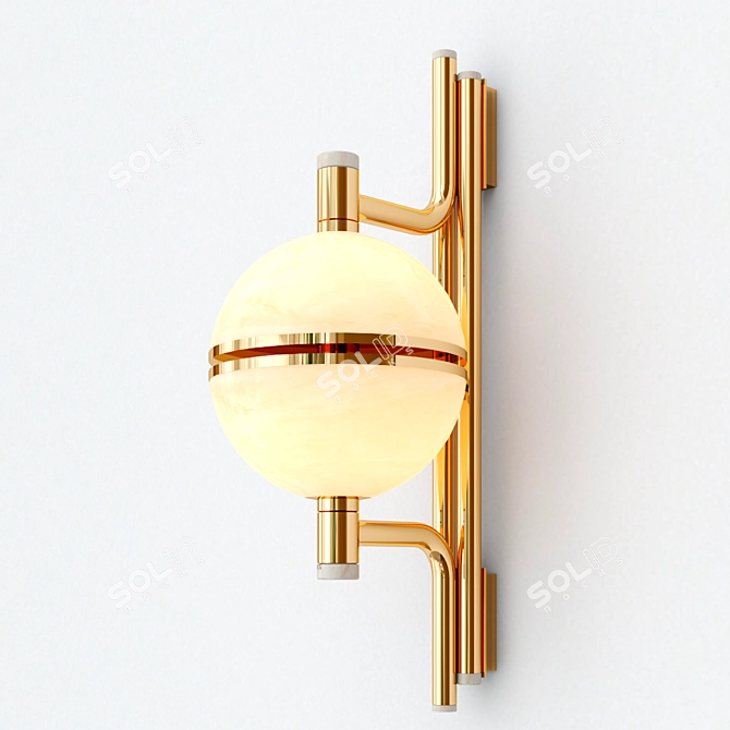 Elegant Brass Wall Lamp 3D model image 2