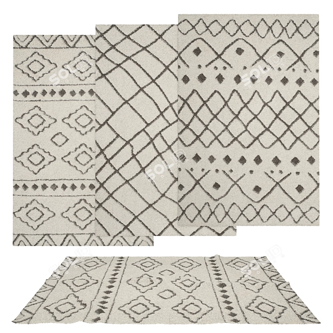 Versatile Set of 6 Rugs 3D model image 1