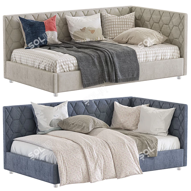 Modern Convertible Sofa Bed: Dual Colors, 100x190cm 3D model image 1