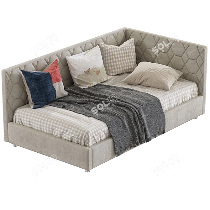 Modern Convertible Sofa Bed: Dual Colors, 100x190cm 3D model image 3