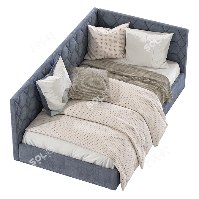 Modern Convertible Sofa Bed: Dual Colors, 100x190cm 3D model image 4