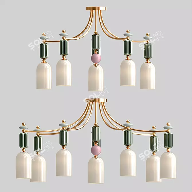 Iris Ceiling Chandelier: Elegant Light Fixture 3D model image 1