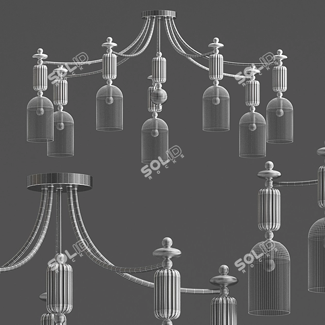 Iris Ceiling Chandelier: Elegant Light Fixture 3D model image 4