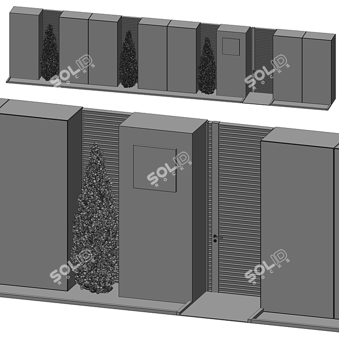 Durable Steel Fence: 14m Length, 3m Height 3D model image 5