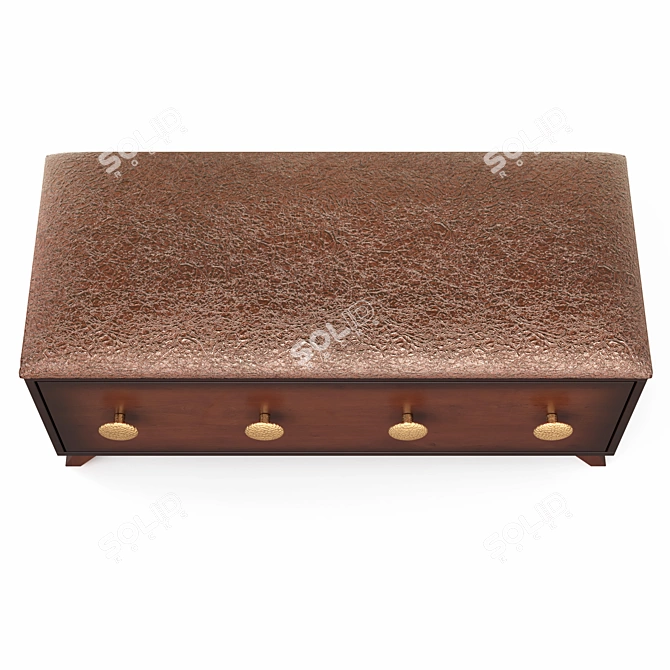 Modern Heri Leather Bench 3D model image 2