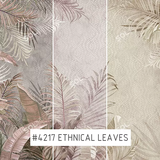 Ethnical Leaves Wallpaper | Eco-friendly & Customizable 3D model image 1