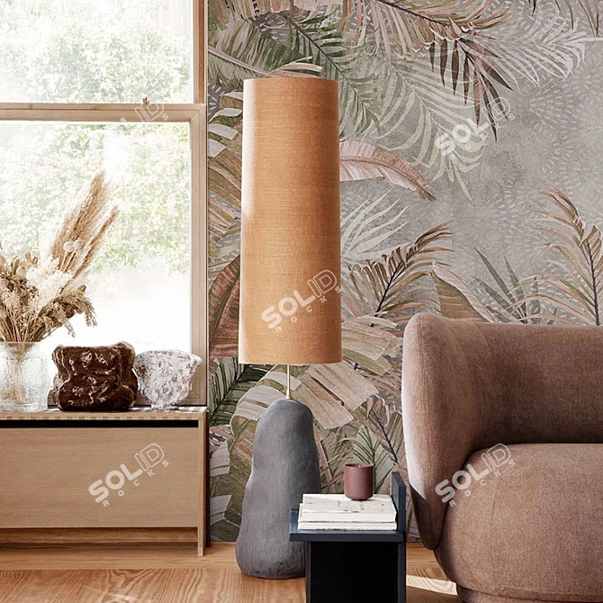 Ethnical Leaves Wallpaper | Eco-friendly & Customizable 3D model image 2