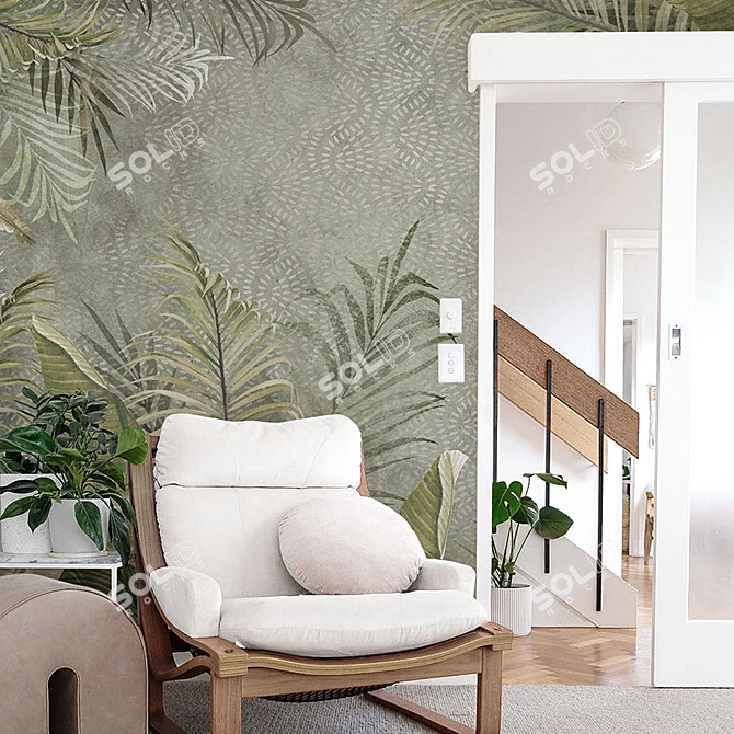 Ethnical Leaves Wallpaper | Eco-friendly & Customizable 3D model image 3