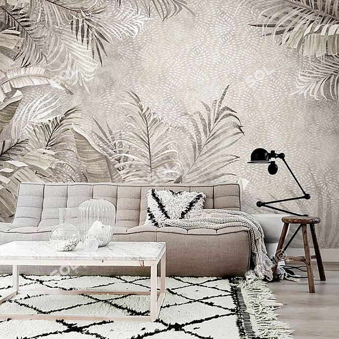 Ethnical Leaves Wallpaper | Eco-friendly & Customizable 3D model image 4