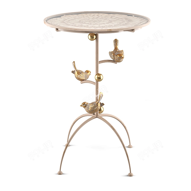 Terra Birds Table: Elegant Steel and Marble Design 3D model image 5