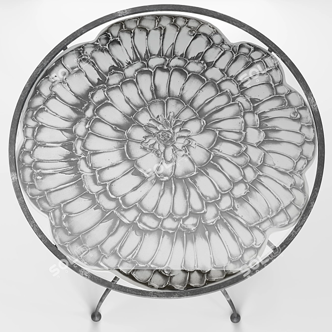 Terra Birds Table: Elegant Steel and Marble Design 3D model image 6