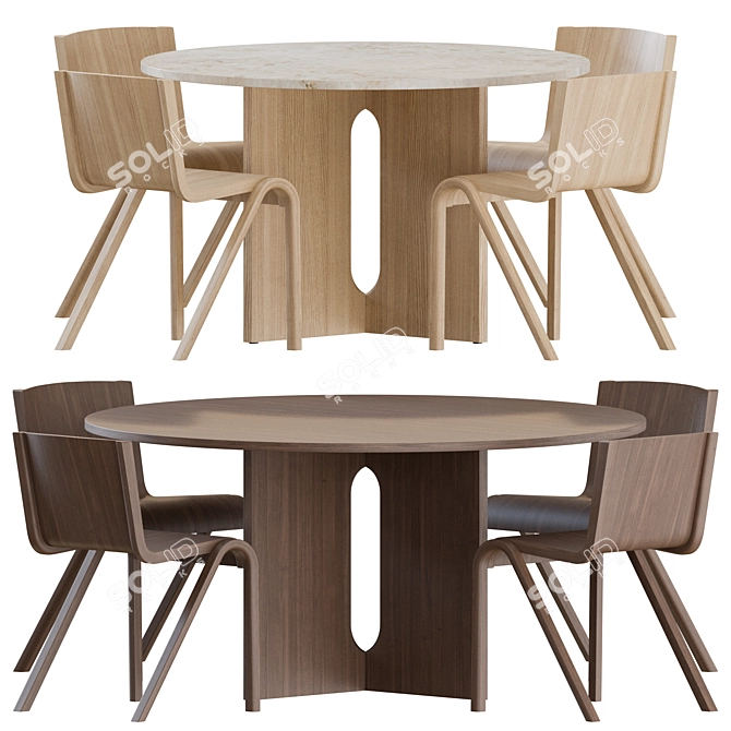 Elegant Dining Set: 8 Chairs + 2 Round Tables 3D model image 1