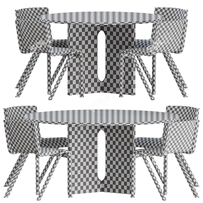 Elegant Dining Set: 8 Chairs + 2 Round Tables 3D model image 2