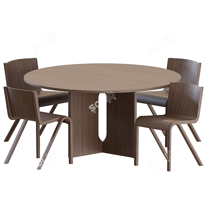 Elegant Dining Set: 8 Chairs + 2 Round Tables 3D model image 5