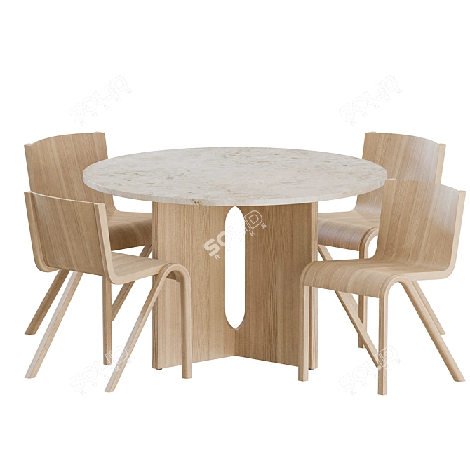 Elegant Dining Set: 8 Chairs + 2 Round Tables 3D model image 6