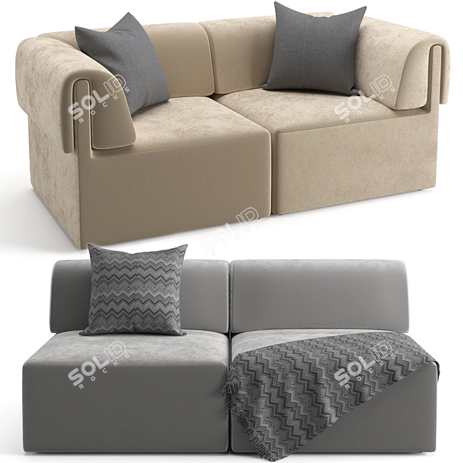 Modern Gubi Wonder Sofa: 2 seater 3D model image 1