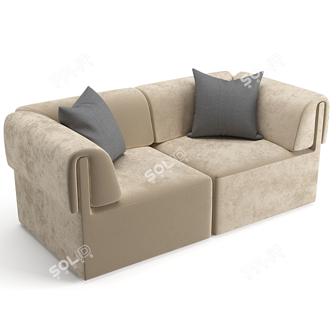 Modern Gubi Wonder Sofa: 2 seater 3D model image 2