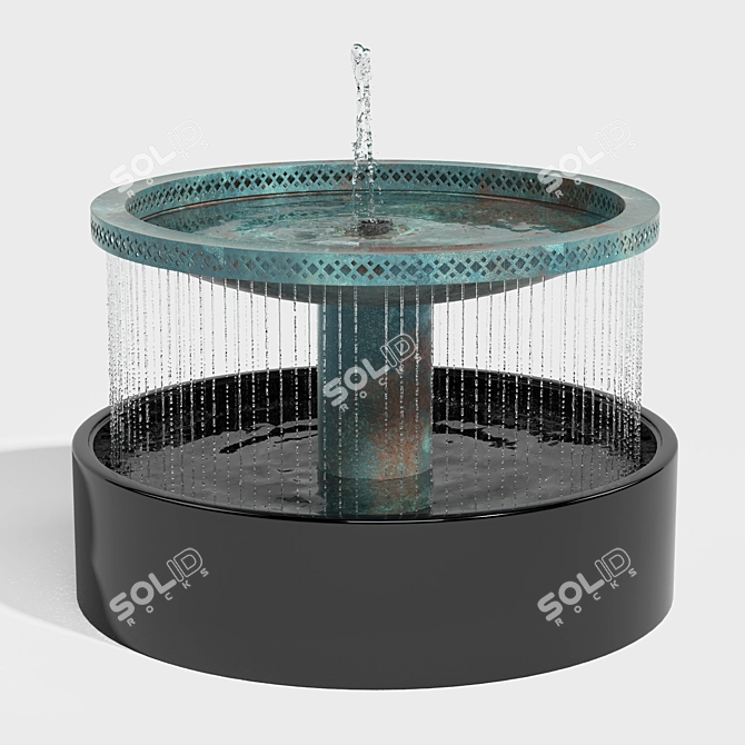 Verdigris Bronze Mimeo Cascade Fountain 3D model image 1