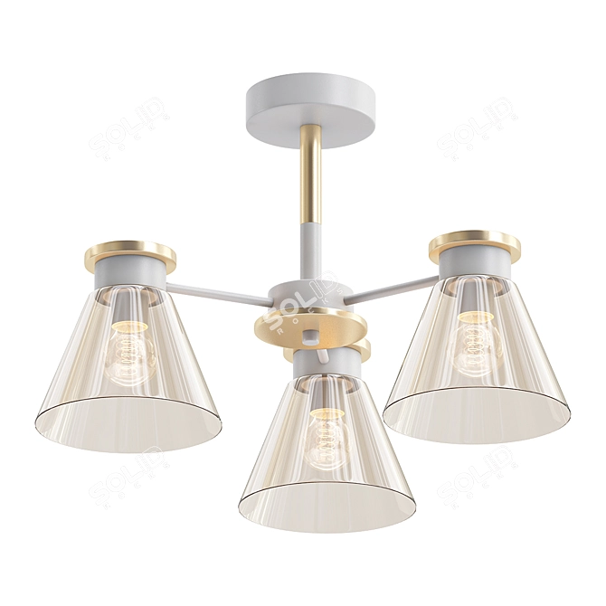 Kles Ceiling Chandelier, White/Matte Glass, 3 Lamps 3D model image 1