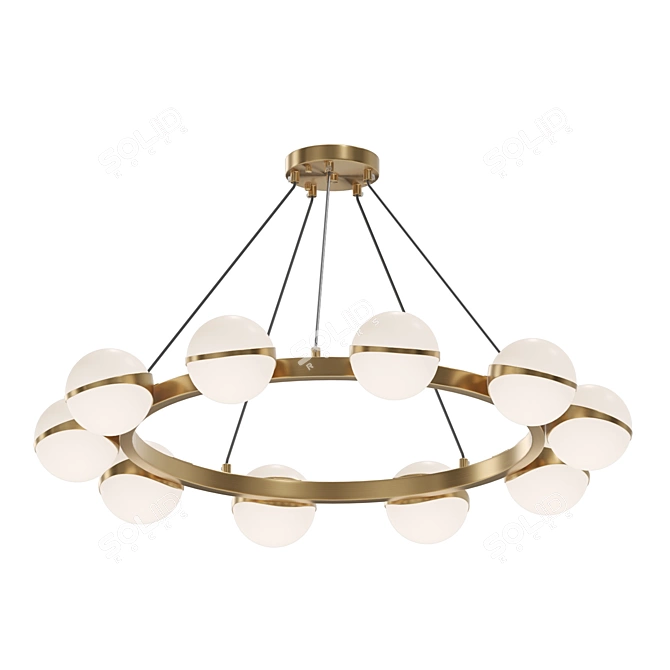 Bronze Glass Ball Chandelier 3D model image 1