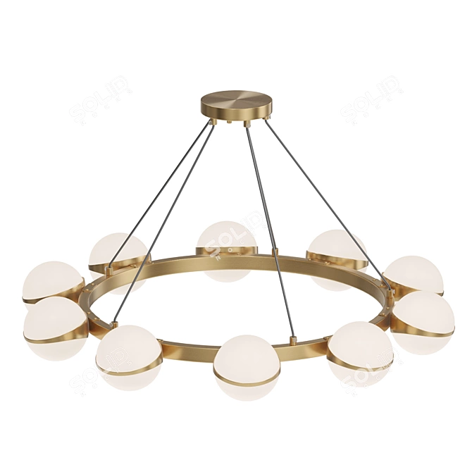 Bronze Glass Ball Chandelier 3D model image 2