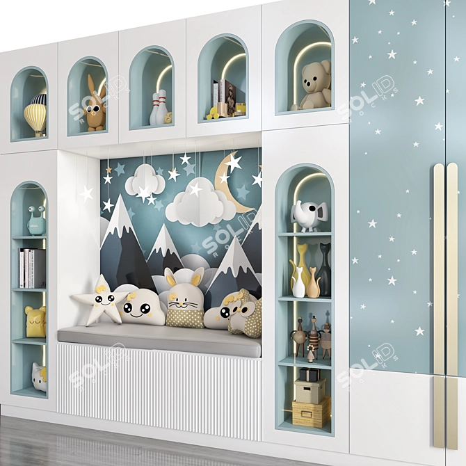 Children's Toy Wardrobe Set 3D model image 2