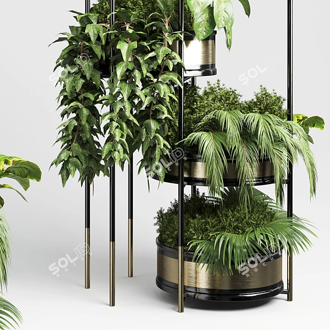 Metal Plant Stand with Vase 3D model image 1