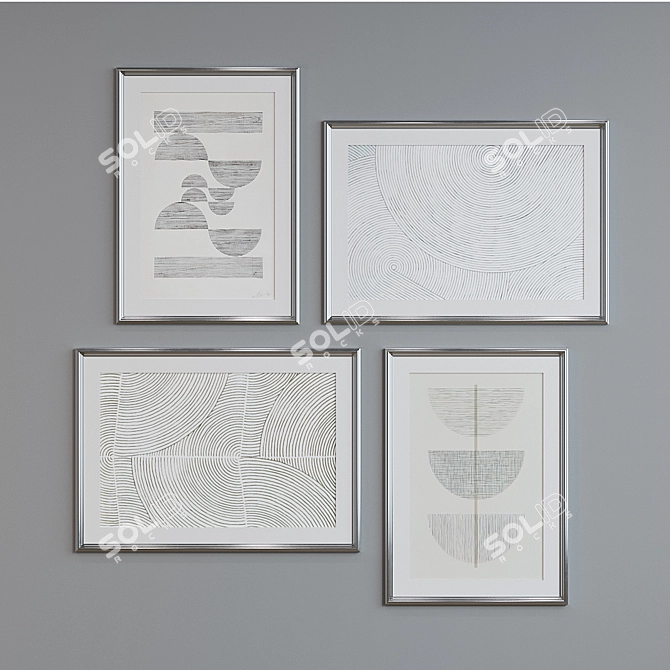 Modern Minimalist Picture Frame Set 3D model image 3