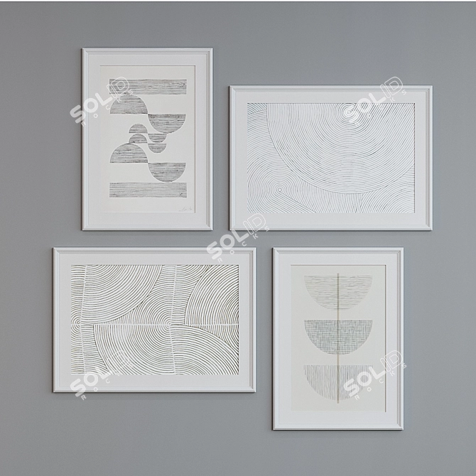 Modern Minimalist Picture Frame Set 3D model image 4