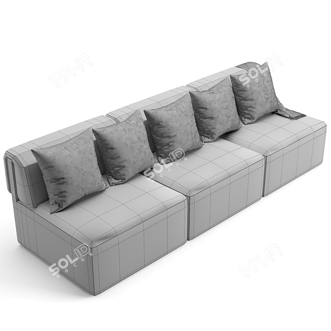 Gubi Wonder Sofa 3-Seater: Versatile Comfort in Style 3D model image 7