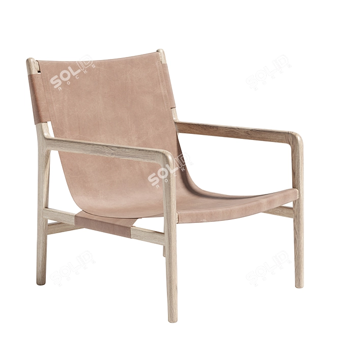 Sleek Leather Sling Lounge Chair 3D model image 1