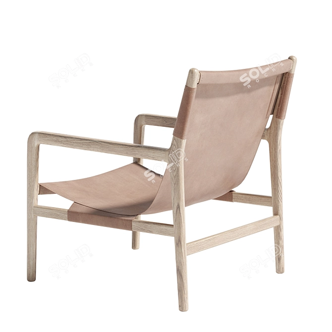 Sleek Leather Sling Lounge Chair 3D model image 2