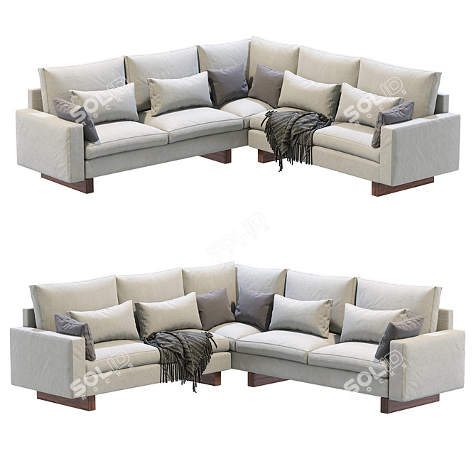 Modern West Elm L-Shaped Harmony Sofa 3D model image 1