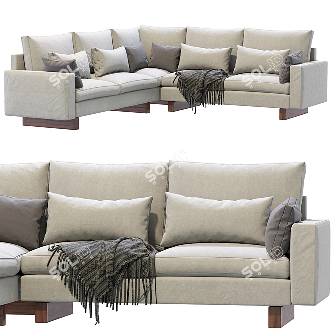Modern West Elm L-Shaped Harmony Sofa 3D model image 2