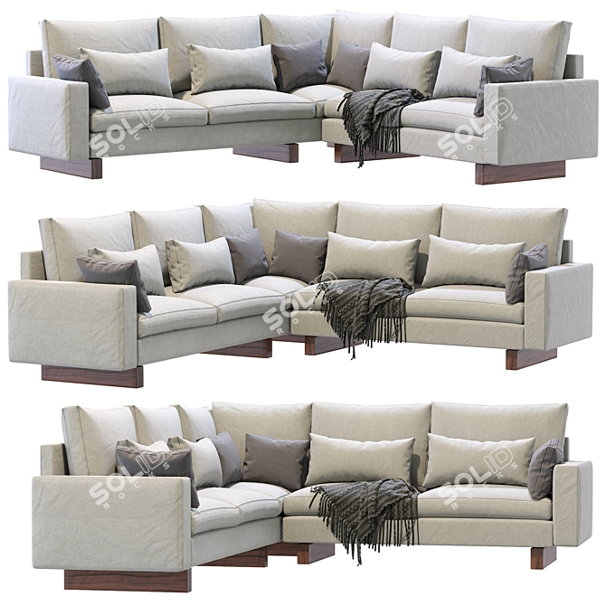 Modern West Elm L-Shaped Harmony Sofa 3D model image 3