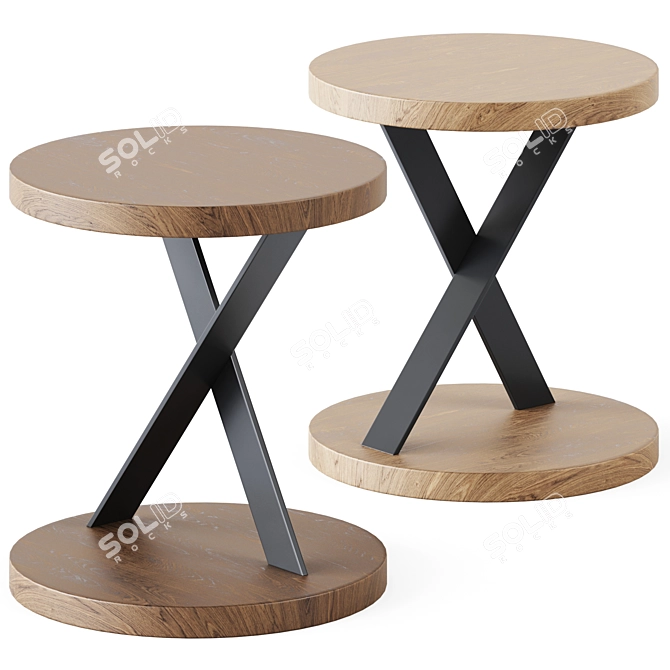 Portuguese Wood Side Table 3D model image 1
