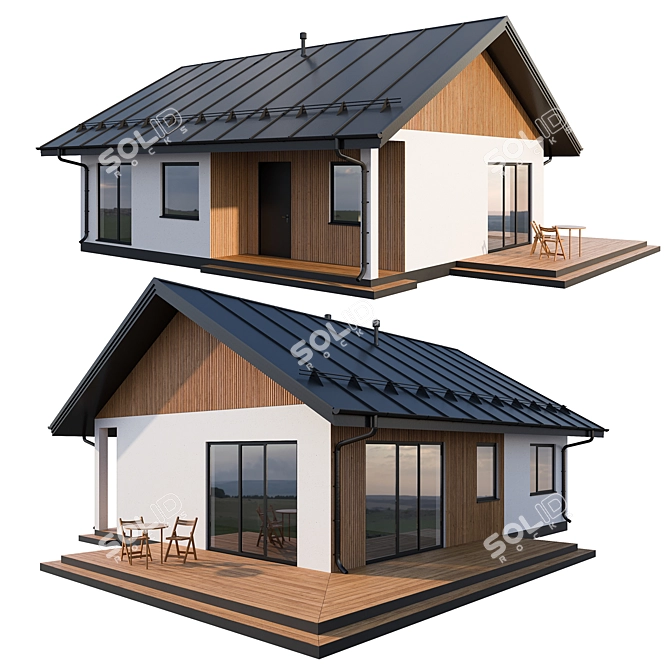 Modern Cottage with Click Seam Roof 3D model image 1