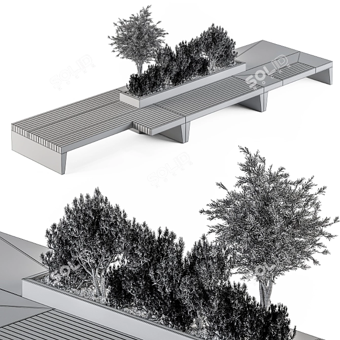 Urban Garden Bench: Set of 20 3D model image 5