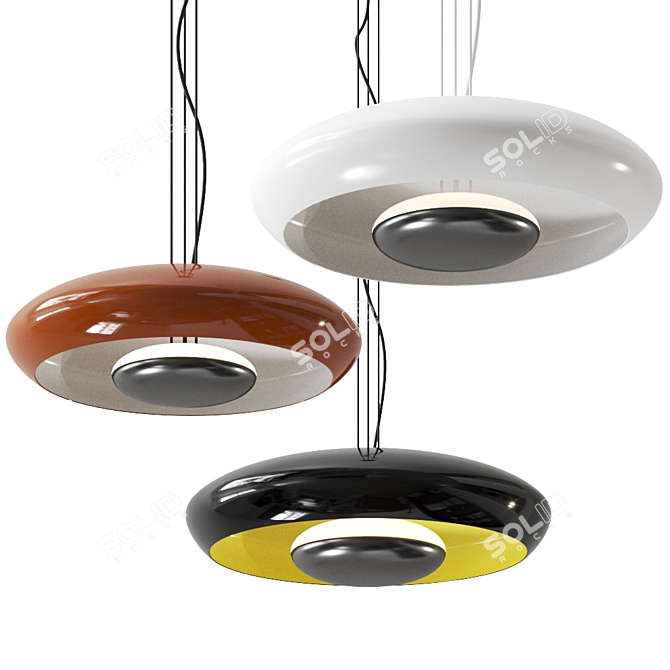 Modern Corona Pendant Lamp 3D model image 1