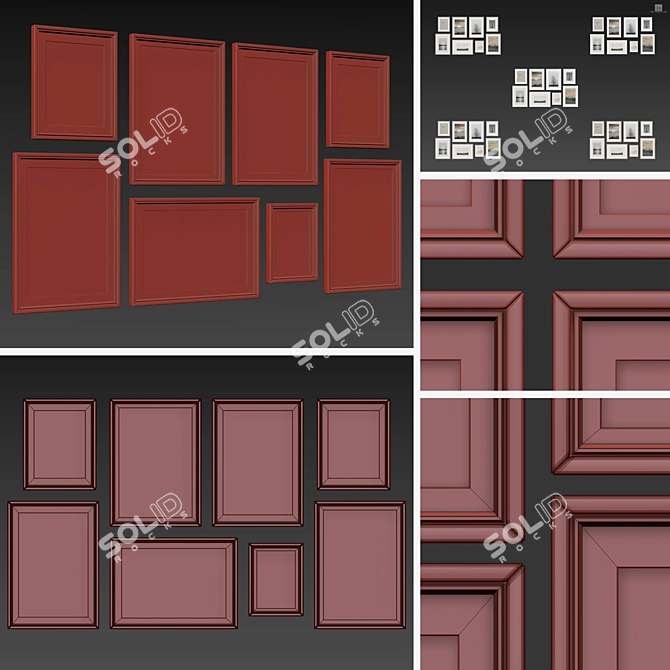 Versatile 8-Piece Picture Frames Set 3D model image 5