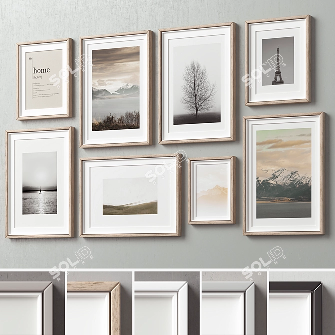 Versatile 8-Piece Picture Frames Set 3D model image 9