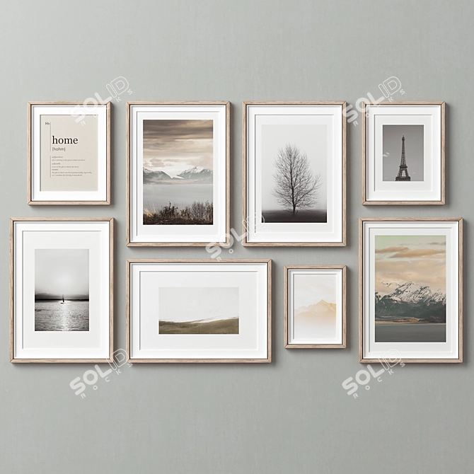 Versatile 8-Piece Picture Frames Set 3D model image 10