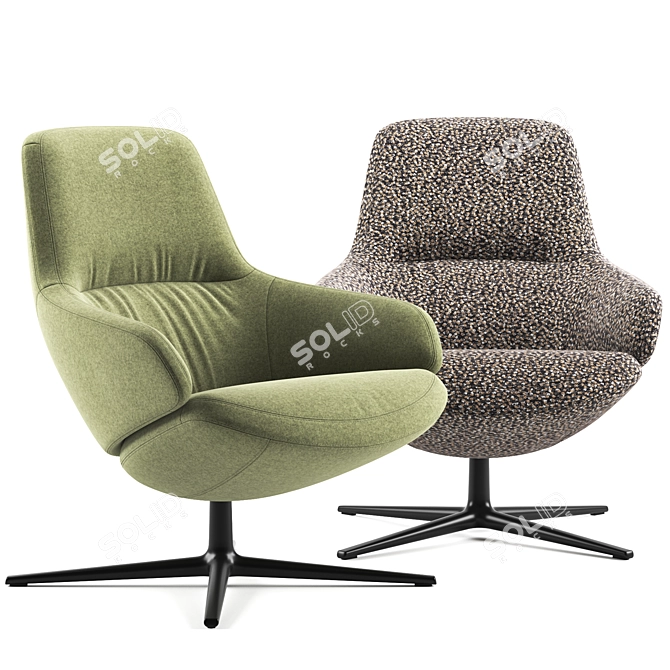 Arper Aston Club 4-Way Low Backrest: Sleek, Stylish, and Versatile 3D model image 2