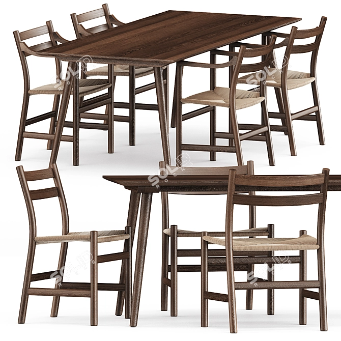 Scandinavian Design CH46 & CH47 Chairs + In Between Sk5 Table 3D model image 1