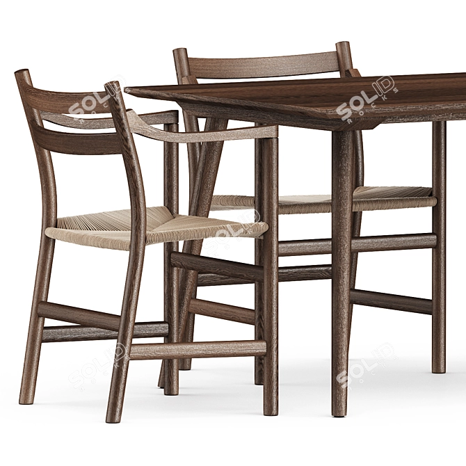 Scandinavian Design CH46 & CH47 Chairs + In Between Sk5 Table 3D model image 3