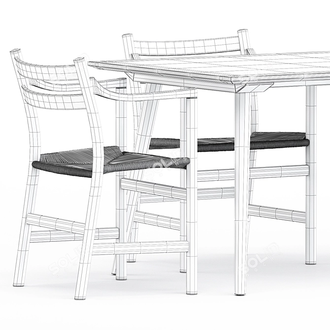 Scandinavian Design CH46 & CH47 Chairs + In Between Sk5 Table 3D model image 5