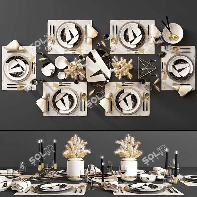 Elegant Table Setting Kit 3D model image 1